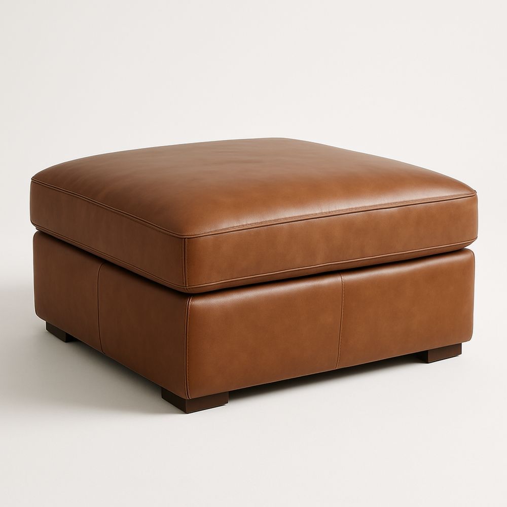 Fotskammel i Brun PU Lær 60x60x40 cm