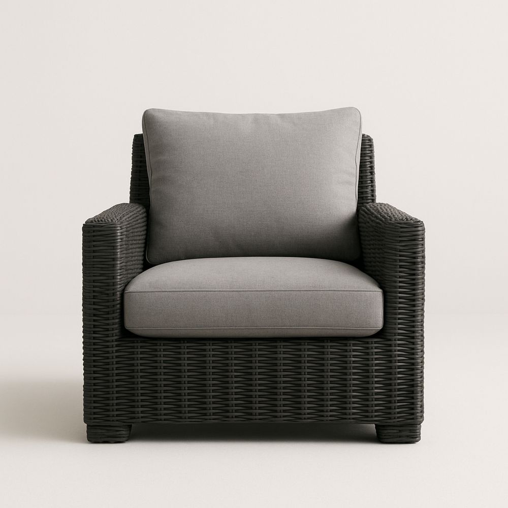 Utendørs lenestol med syntetisk rotting og polyesterputer