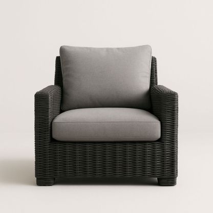 Utendørs lenestol med syntetisk rotting og polyesterputer