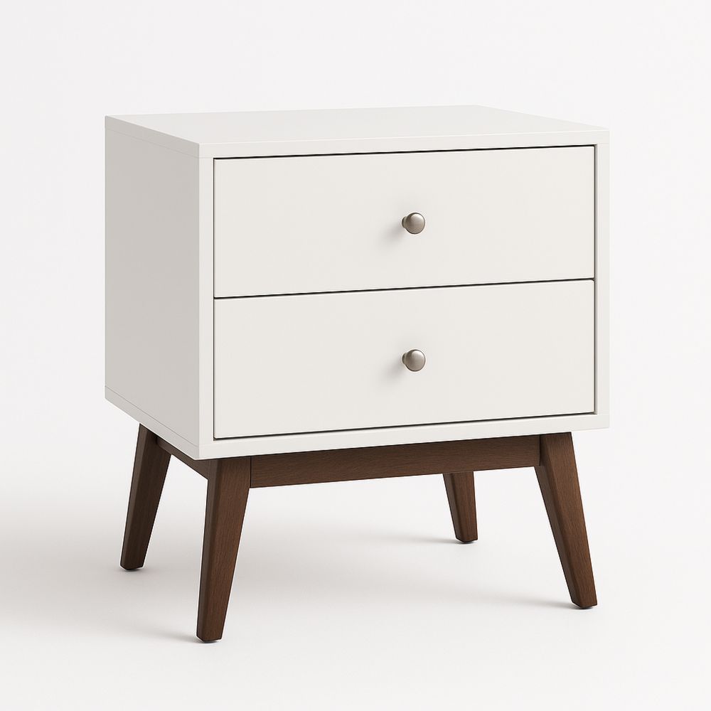 To skuff nattbord MDF tre hvit brun