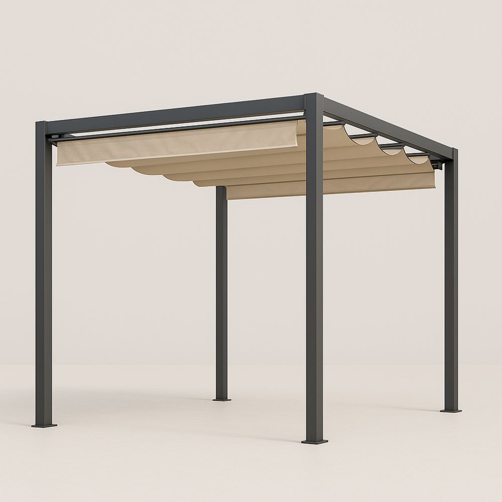 Pergola med aluminiumramme og beige polyesterduk 300x400x250 cm