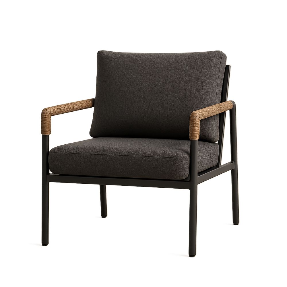 Stol i stålramme med polyesterstoff grå