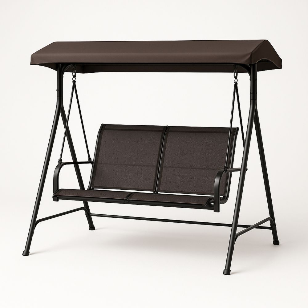 Utendørs huske metallramme brun tekstil 170x110x153 cm