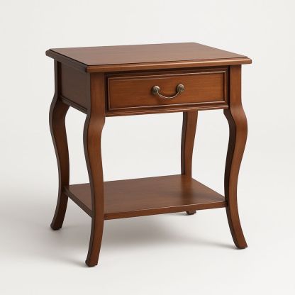 Nattbord i tre med skuff og hylle 60x40x60cm