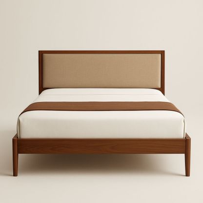 Dobbeltseng med trepanel 200x160 cm beige MDF og tre