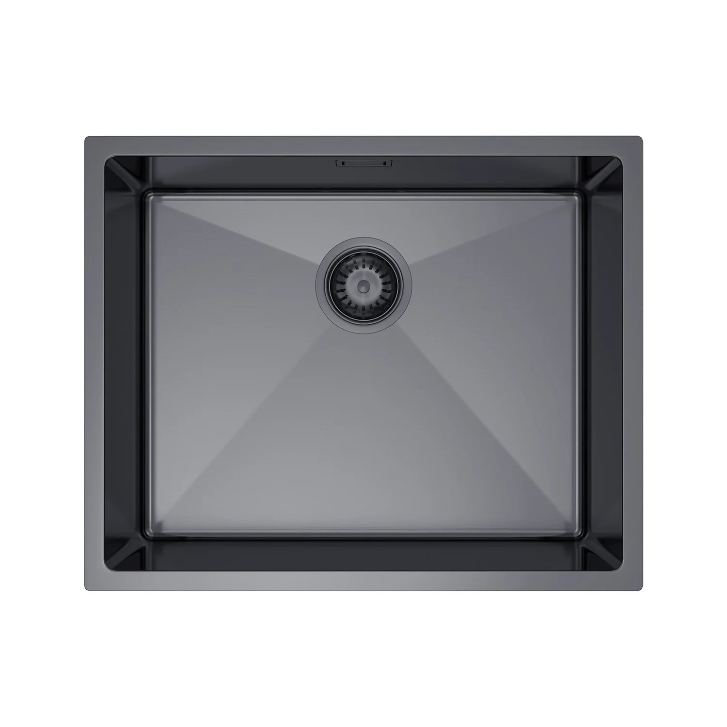 Zlewozmywak Stalowy Jednokomorowy 54x44 cm PVD Grafitowy z Syfonem i Otworem Przelewowym