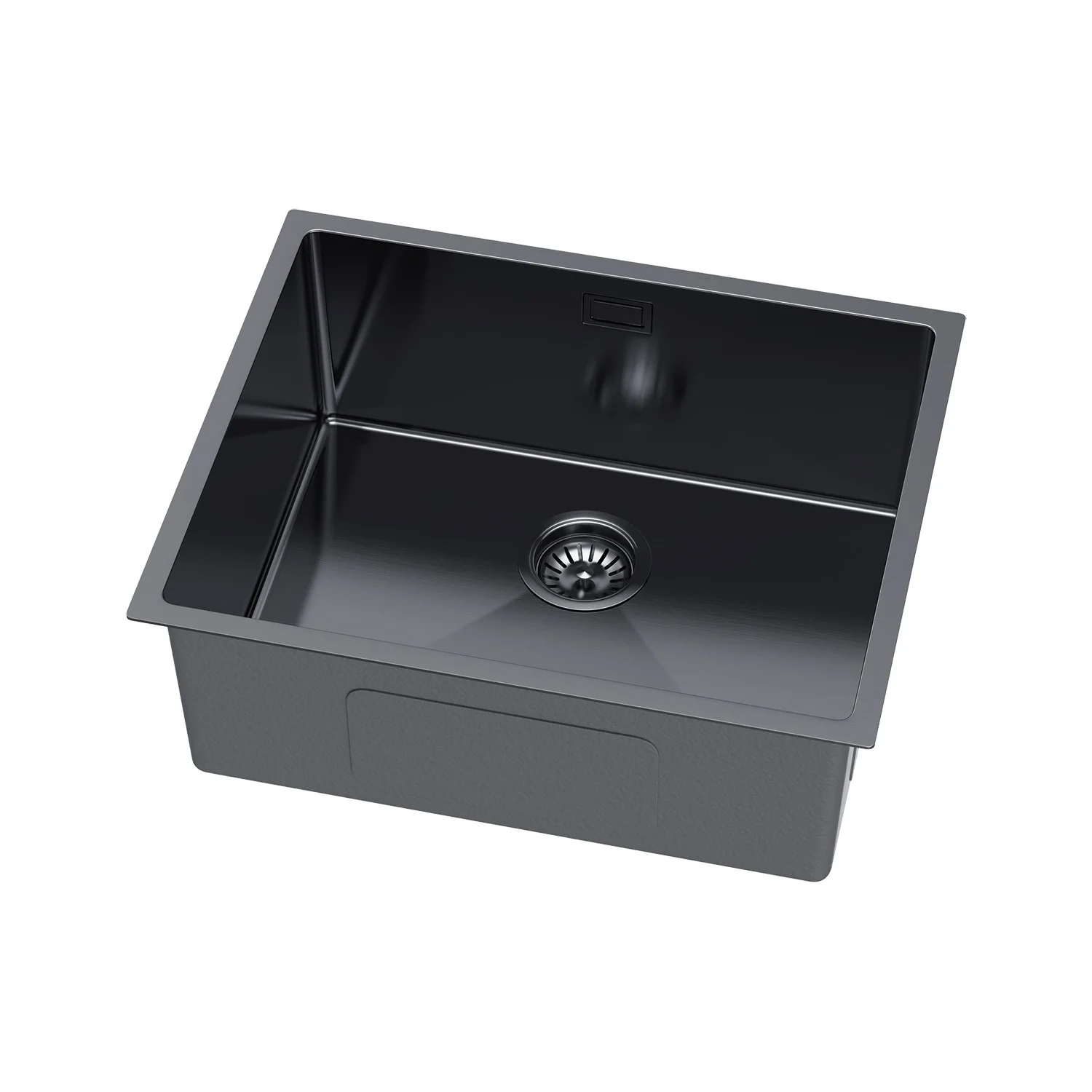 Zlewozmywak Stalowy Jednokomorowy 54x44 cm PVD Grafitowy z Syfonem i Otworem Przelewowym