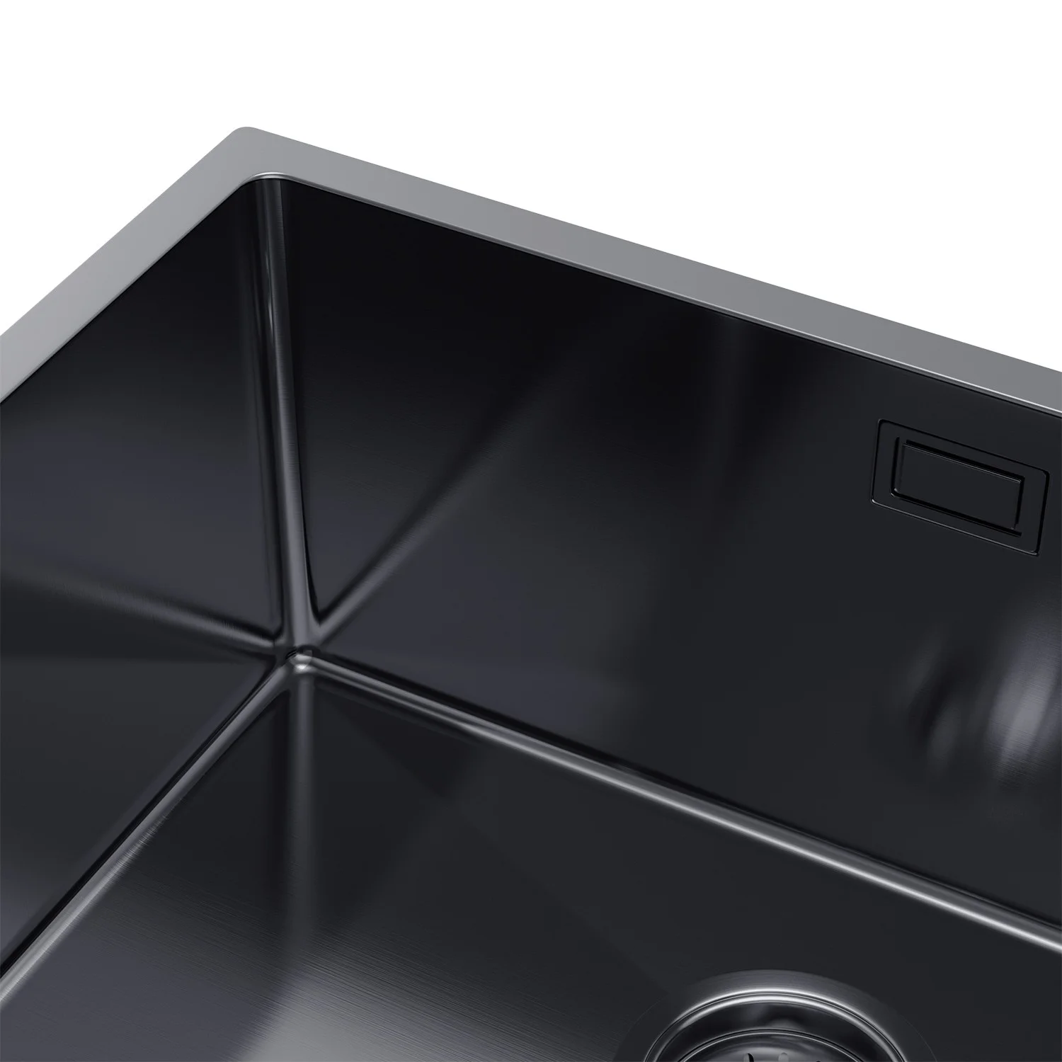 Zlewozmywak Stalowy Jednokomorowy 54x44 cm PVD Grafitowy z Syfonem i Otworem Przelewowym