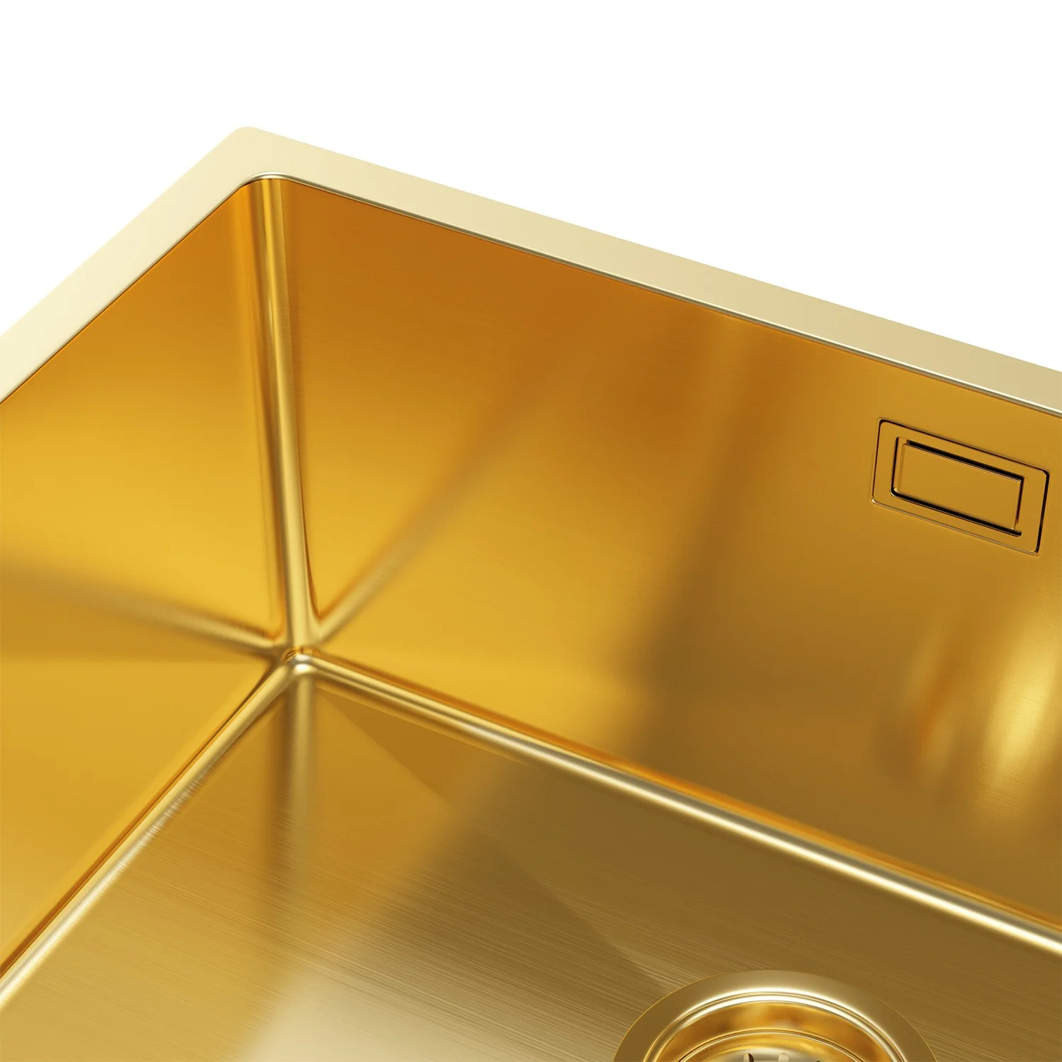 Zlewozmywak Stalowy Jednokomorowy 54x44 cm PVD Złoty z Syfonem i Otworem Przelewowym