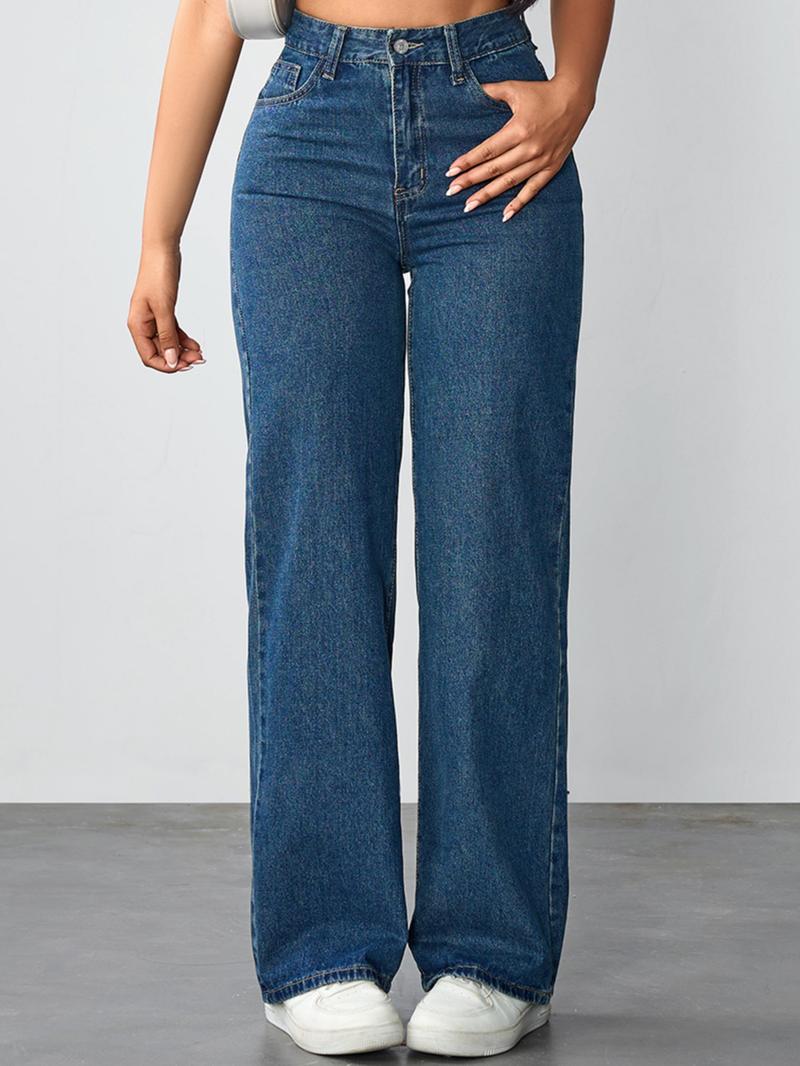 Women's Vintage Style Loose Fit Straight Leg Jeans, Casual Fitted Denim Jeans for Fall & Winter, Classic Boyfriend Look Women's Vintage Style Loose Fit Straight Leg Jeans, Casual Fitted Denim Jeans for Fall & Winter, Classic Boyfriend Look