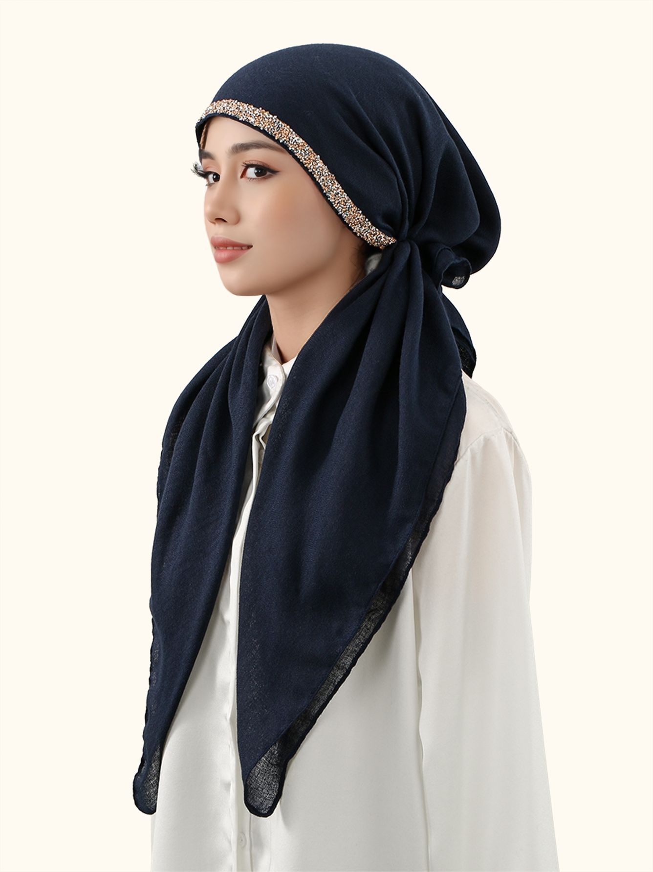 Women's Fashion Plain Bejeweled Stretchy Cap, Casual Versatile Simple Hijab, Breathable Sun Protection Sweat-Wicking Jersey Hijabs Women's Fashion Plain Bejeweled Stretchy Cap, Casual Versatile Simple Hijab, Breathable Sun Protection Sweat-Wicking Jersey Hijabs