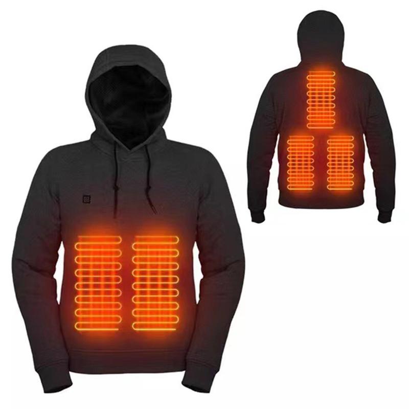 Men Women USB Rechargeable 3 Heat Levels 5 Heated Zone Heating Hoodies (Black M) Men Women USB Rechargeable 3 Heat Levels 5 Heated Zone Heating Hoodies (Black M)