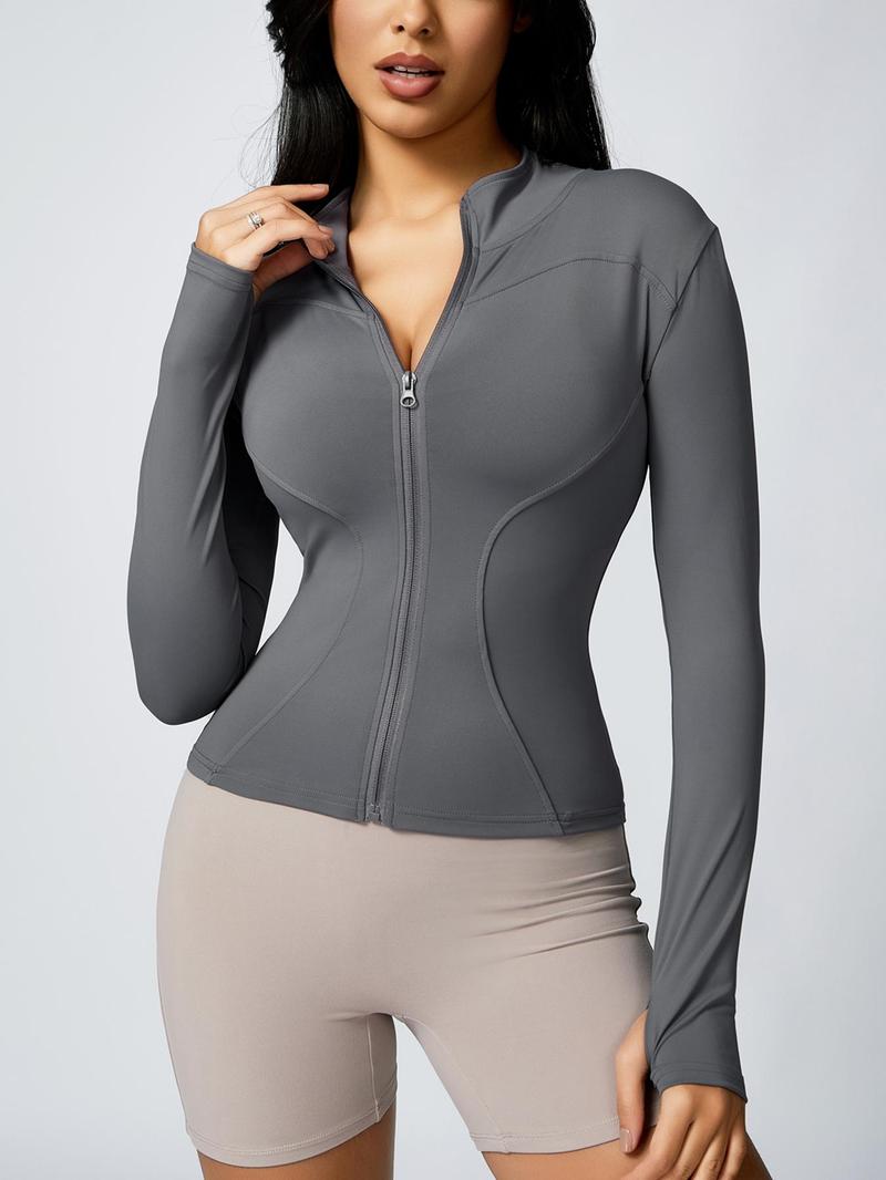 Women's Zip Up Sports Jacket, Tight Long Sleeve Sports Top, Ladies Sportswear Clothing for Spring Indoor Wear Women's Zip Up Sports Jacket, Tight Long Sleeve Sports Top, Ladies Sportswear Clothing for Spring Indoor Wear
