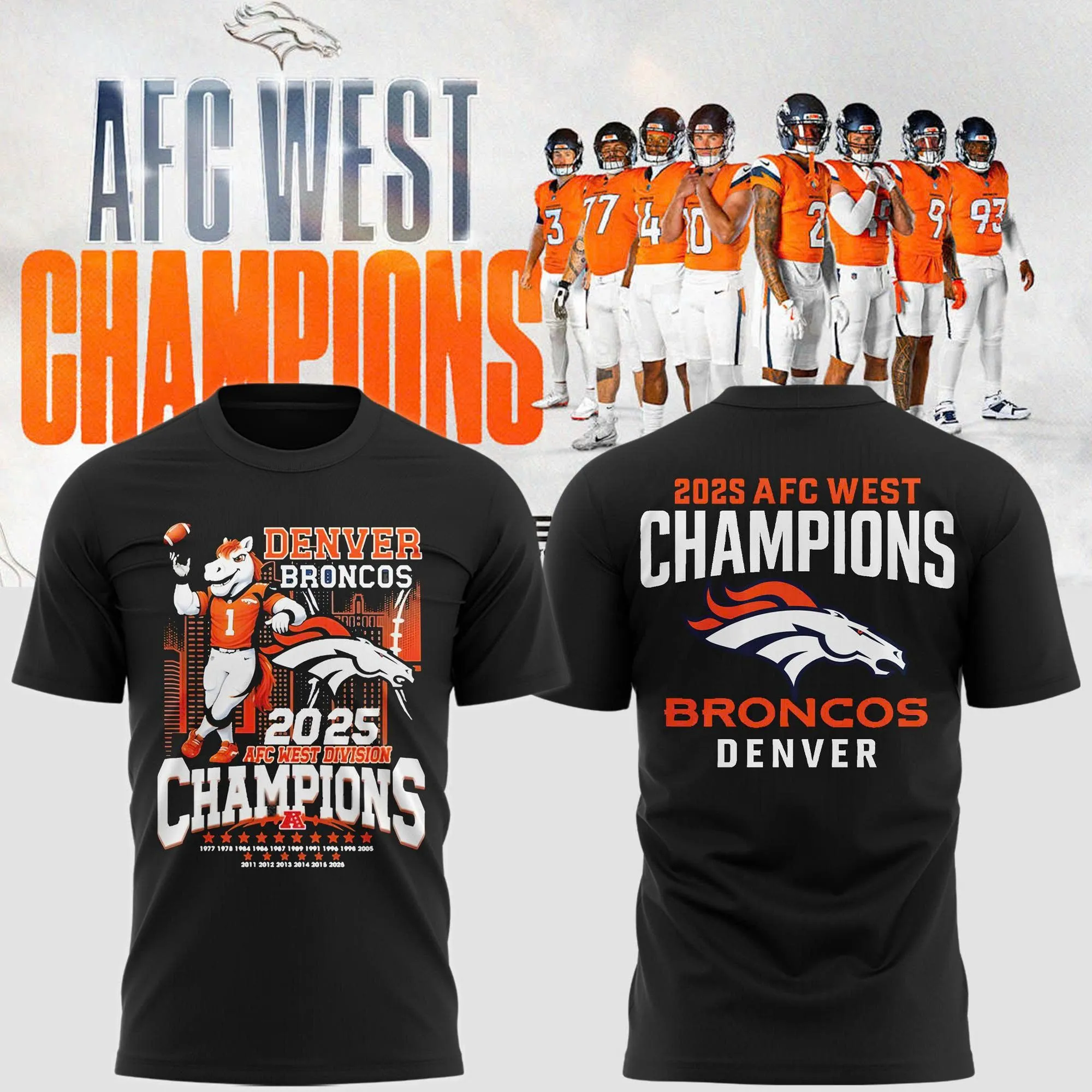 AFC West Division Champions Denver Broncos T-Shirt