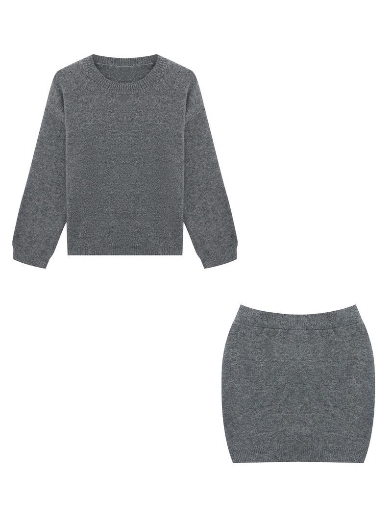 Autumn Winter Women's Stylish Commuter Two-Piece Set, Casual Elegance with Knitted Top and Skirt, Perfect for Fashionable Outings, Womenswear Autumn Winter Women's Stylish Commuter Two-Piece Set, Casual Elegance with Knitted Top and Skirt, Perfect for Fashionable Outings, Womenswear