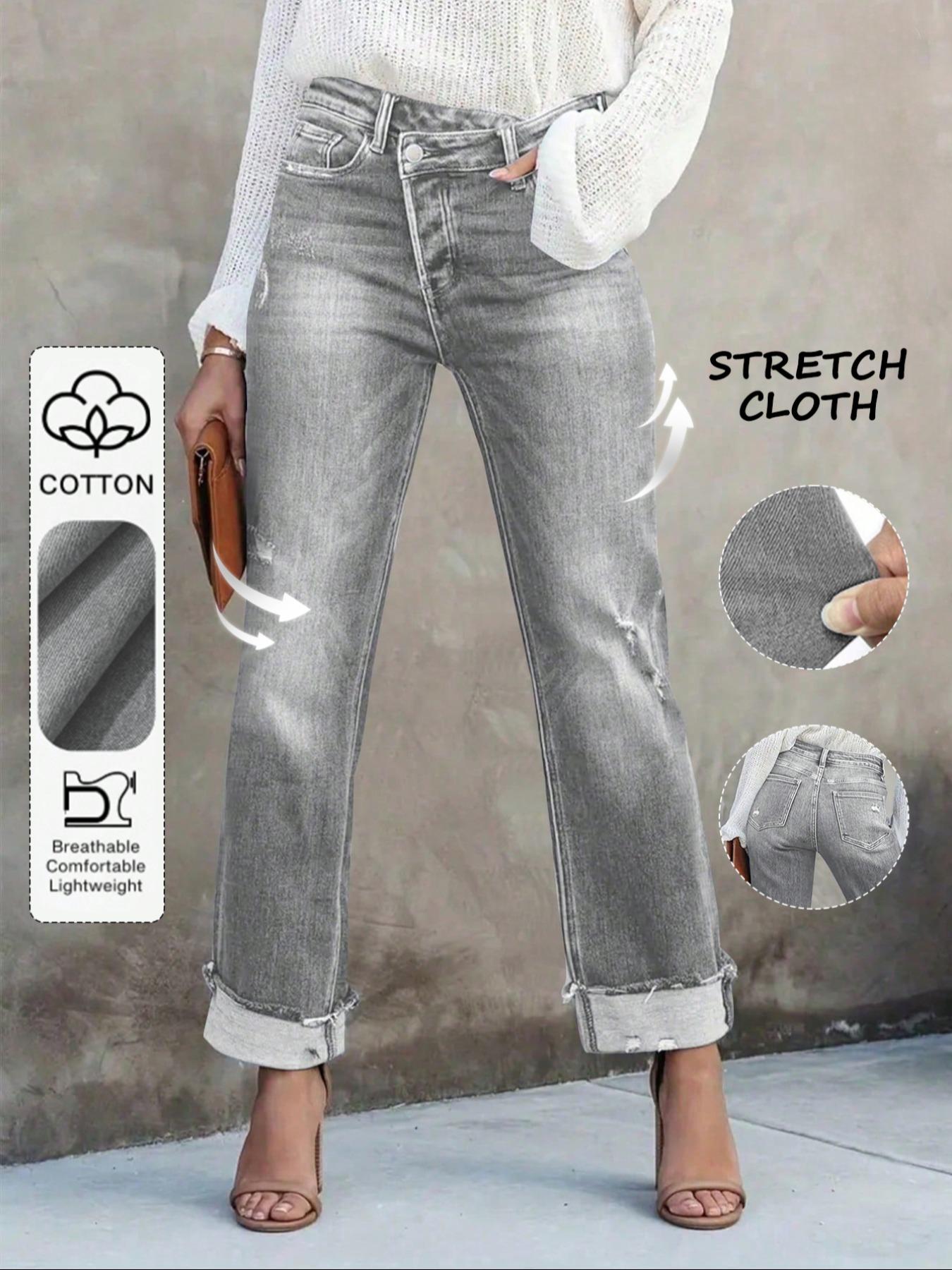 Women's Solid Color Jeans, Casual Comfy Denim Pants for Daily Wear, Ladies Bottoms for All Seasons Women's Solid Color Jeans, Casual Comfy Denim Pants for Daily Wear, Ladies Bottoms for All Seasons