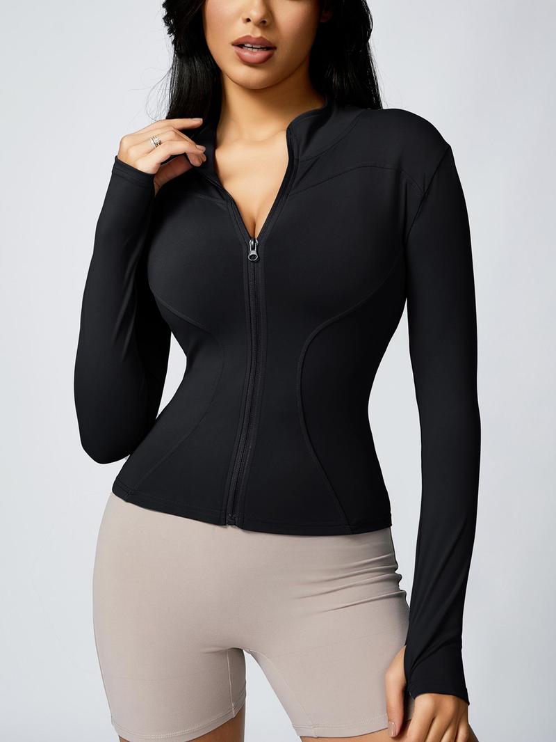 Women's Zip Up Sports Jacket, Tight Long Sleeve Sports Top, Ladies Sportswear Clothing for Spring Indoor Wear Women's Zip Up Sports Jacket, Tight Long Sleeve Sports Top, Ladies Sportswear Clothing for Spring Indoor Wear