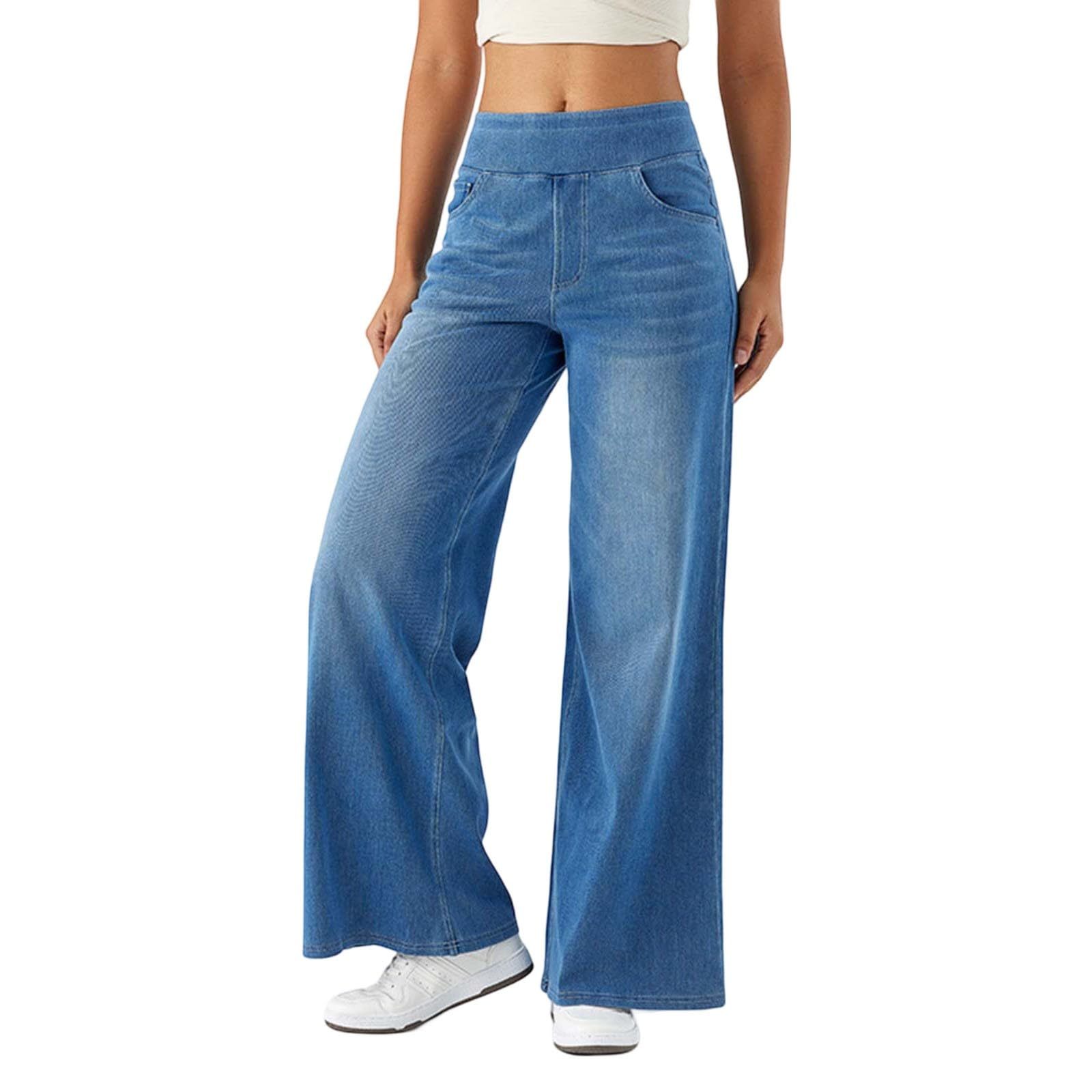 2026🔥 Halara FlexTM High Waisted Multiple Pockets Baggy Wide Leg Washed Stretchy Knit Casual Jeans