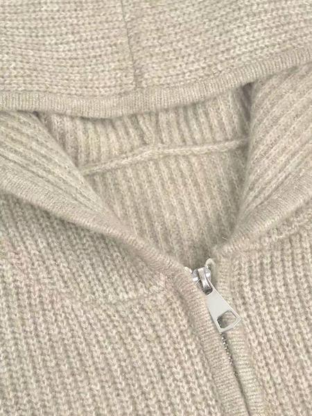 Women's Solid Color Zip Up Hooded Sweater Cardigan, Casual Long Sleeve Knitwear for Fall & Winter, Fashion Ladies' Knit Clothing for Daily Wear