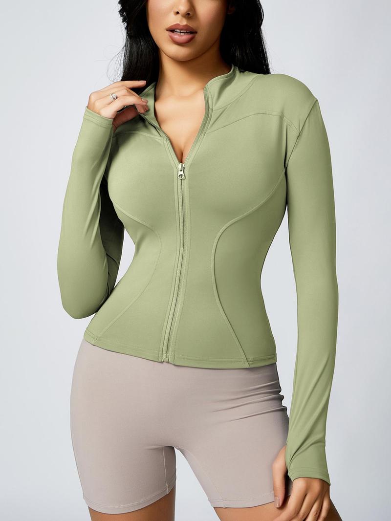 Women's Zip Up Sports Jacket, Tight Long Sleeve Sports Top, Ladies Sportswear Clothing for Spring Indoor Wear Women's Zip Up Sports Jacket, Tight Long Sleeve Sports Top, Ladies Sportswear Clothing for Spring Indoor Wear