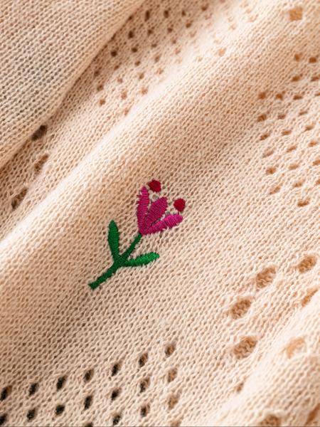 Plus Size Round Neck Floral Embroidery Hollow Out Casual Sweater, Stylish Women's Pullover for Spring & Fall Fashion