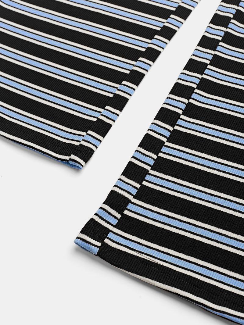 Women's Casual Colorblock Striped Long Sleeve Top & Loose-Fit Pants Set, Perfect for Holidays, Commuting, Daily Wear Women's Casual Colorblock Striped Long Sleeve Top & Loose-Fit Pants Set, Perfect for Holidays, Commuting, Daily Wear