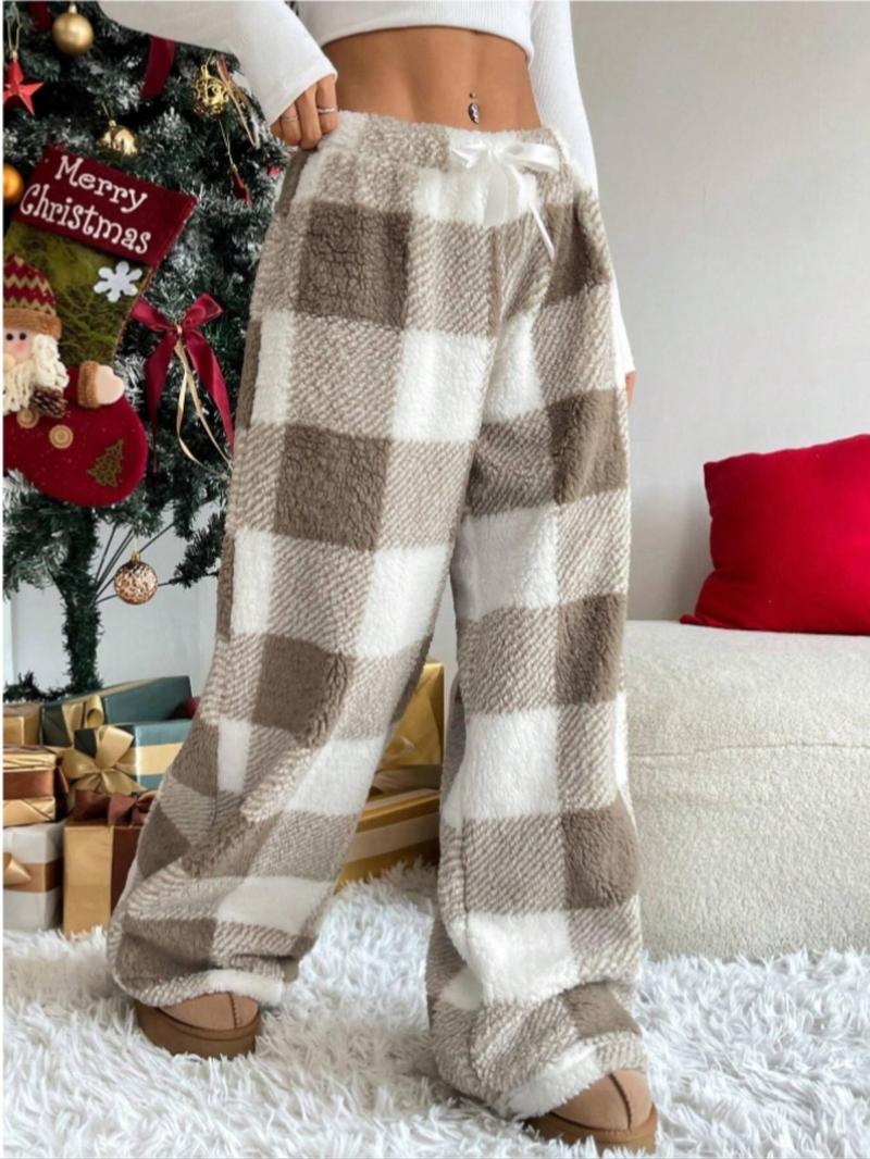 Winter New Vintage Plaid Elastic Straight Loose Thick Warm Casual Pants, Comfortable and Stylish for Cold Weather Wear Winter New Vintage Plaid Elastic Straight Loose Thick Warm Casual Pants, Comfortable and Stylish for Cold Weather Wear