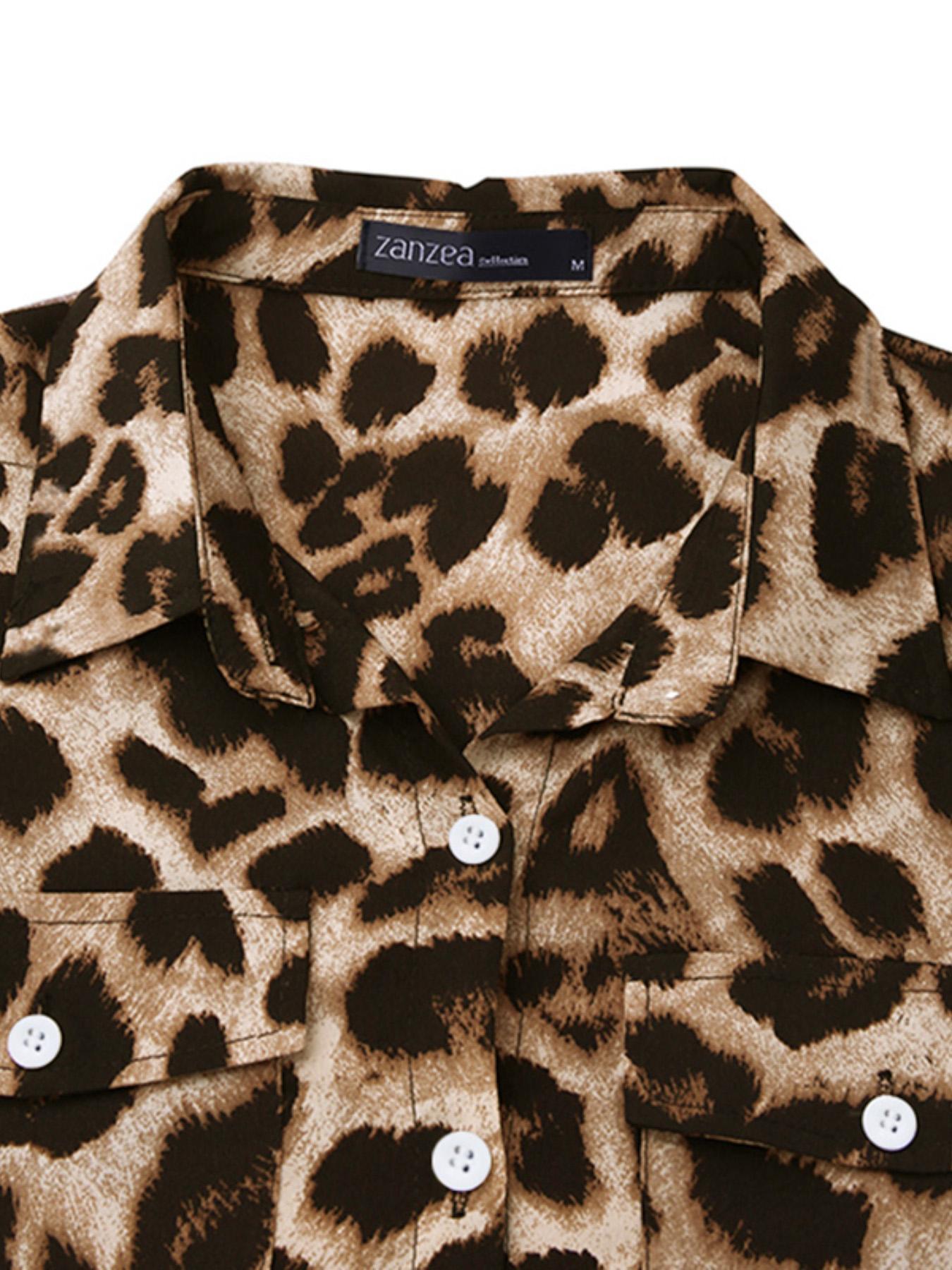 Women's Leopard Print Button Front Flap Pocket Shirt Fabric Dress, Casual Curved Hem Long Sleeve Collared Long Dress for Daily Wear, Ladies' Clothes for All Seasons, Womenswear Women's Leopard Print Button Front Flap Pocket Shirt Fabric Dress, Casual Curved Hem Long Sleeve Collared Long Dress for Daily Wear, Ladies' Clothes for All Seasons, Womenswear
