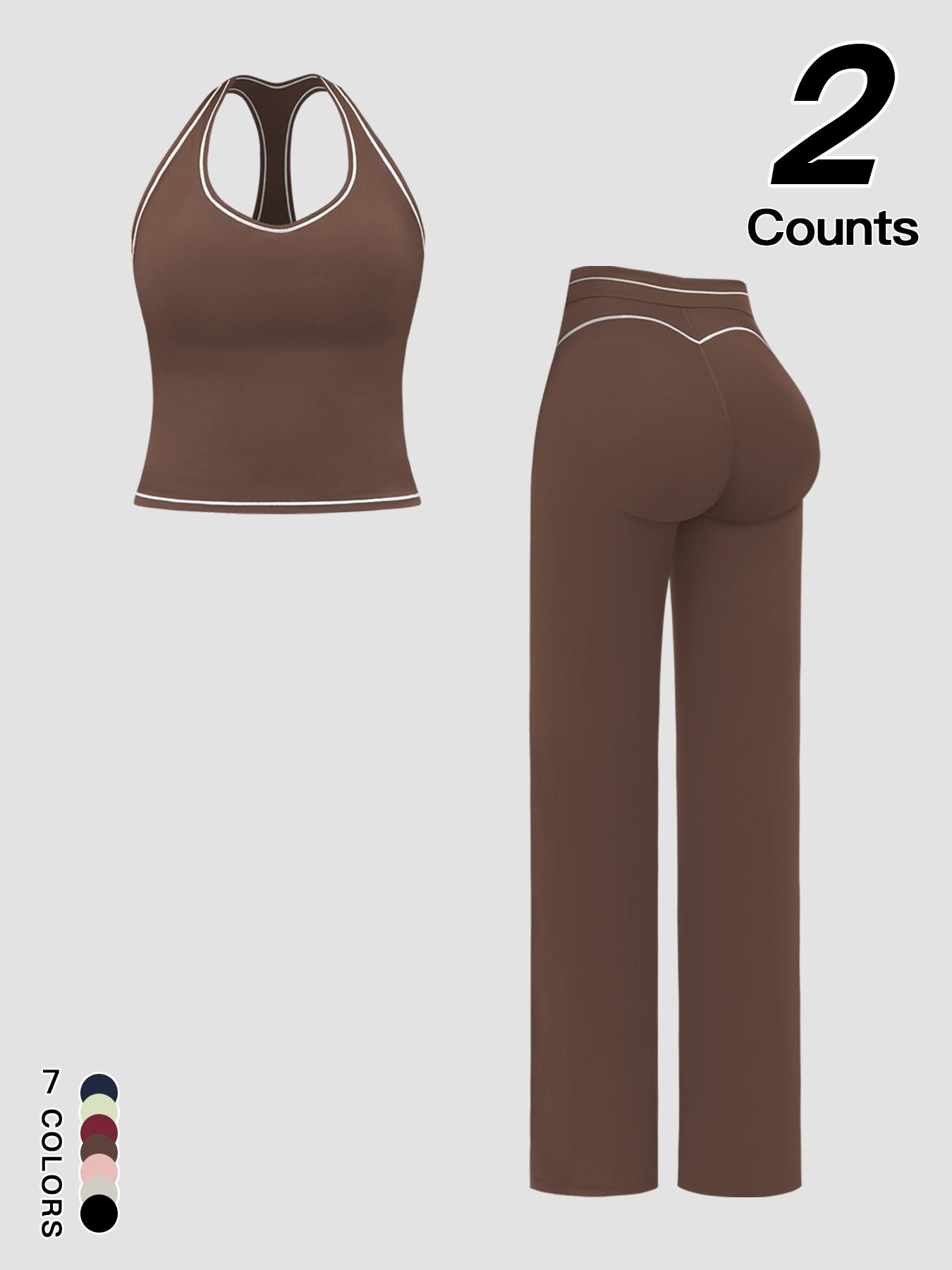 Sports Women's Quick-Dry Halter Tank Top Outdoor Yoga Tummy-Control Flared Pants Casual Active Wear for Spring and Fall Sports Women's Quick-Dry Halter Tank Top Outdoor Yoga Tummy-Control Flared Pants Casual Active Wear for Spring and Fall