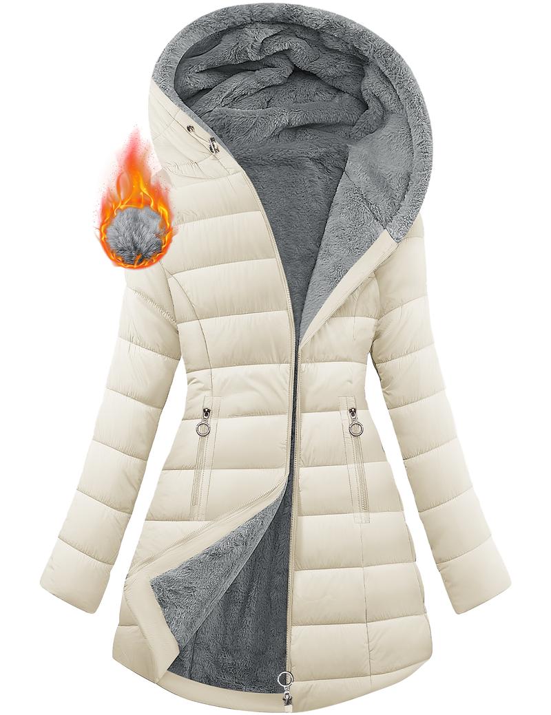 Women's Winter Windproof Warm Slim Fit Down Jacket - Waterproof Long Ski Coat for Commuting