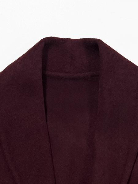 Women's Elegant Solid Color Waist Tie Plush Long Sleeve Thermal Wrap Coat Women's Elegant Solid Color Waist Tie Plush Long Sleeve Thermal Wrap Coat