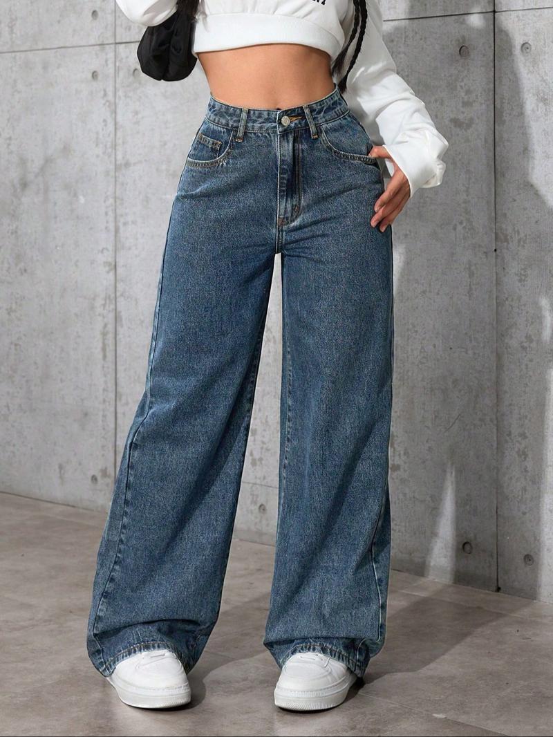 Women's Vintage Style Loose Fit Straight Leg Jeans, Casual Fitted Denim Jeans for Fall & Winter, Classic Boyfriend Look Women's Vintage Style Loose Fit Straight Leg Jeans, Casual Fitted Denim Jeans for Fall & Winter, Classic Boyfriend Look