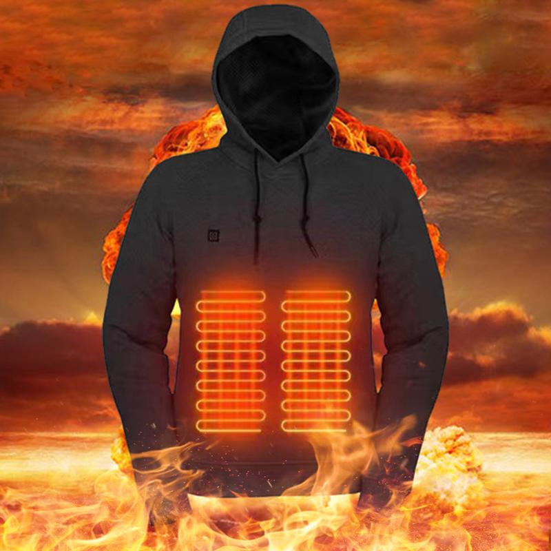 Men Women USB Rechargeable 3 Heat Levels 5 Heated Zone Heating Hoodies (Black M) Men Women USB Rechargeable 3 Heat Levels 5 Heated Zone Heating Hoodies (Black M)