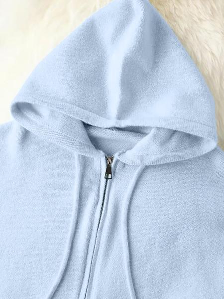 Long Sleeve Loose Knit Hoodie with Zipper Cardigan, Soft Comfortable Unique Design for Autumn & Winter Stylish Tops, Womenswear Long Sleeve Loose Knit Hoodie with Zipper Cardigan, Soft Comfortable Unique Design for Autumn & Winter Stylish Tops, Womenswear