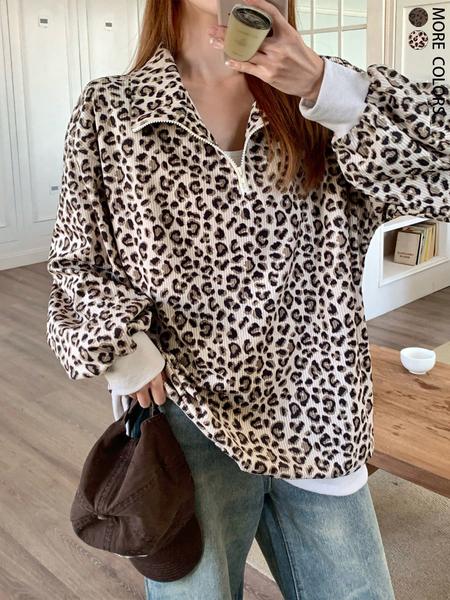 Women Casual Zip Up Front Long Sleeve Leopard Print Sweatshirt,Fall Clothes Women Casual Zip Up Front Long Sleeve Leopard Print Sweatshirt,Fall Clothes