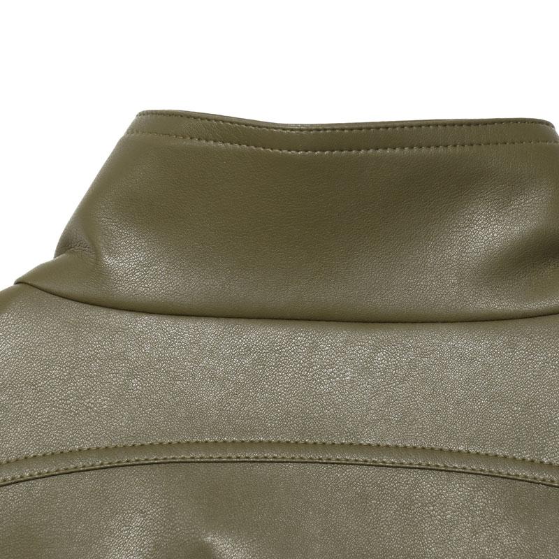 Women's Bomber Jacket Olive Green Faux Leather Jacket Stand Collar Moto Jacket Flap Pockets Streetwear Women's Layered Outerwear Short Jacket Woman Women's Bomber Jacket Olive Green Faux Leather Jacket Stand Collar Moto Jacket Flap Pockets Streetwear Women's Layered Outerwear Short Jacket Woman