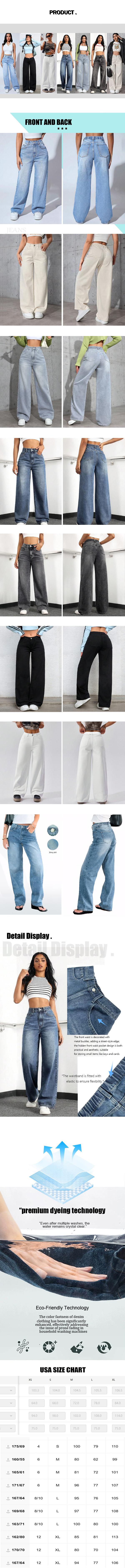Women's Elastic Waist Pocket Button Denim Jeans, Casual Fashion Comfortable Pants for All Seasons, Perfect for Any Leisure Occasion, Denim Clothing Women's Elastic Waist Pocket Button Denim Jeans, Casual Fashion Comfortable Pants for All Seasons, Perfect for Any Leisure Occasion, Denim Clothing
