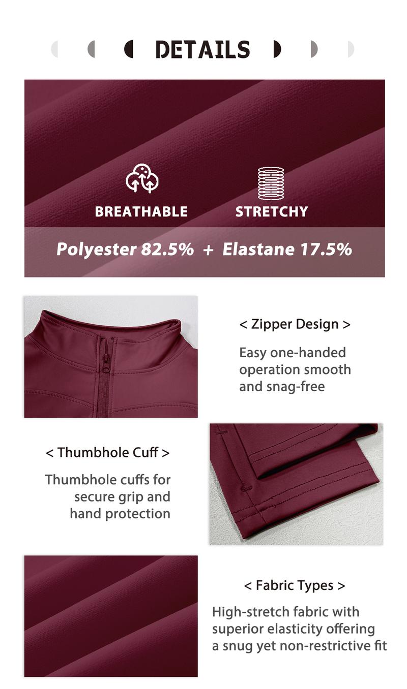 NcmRyu Women's Full Zip Long Sleeved Sports Jacket Slim Fit Quick Dry Stretch Fabric with Thumb Holes for Running Yoga Gym Workout Outfits Activewear