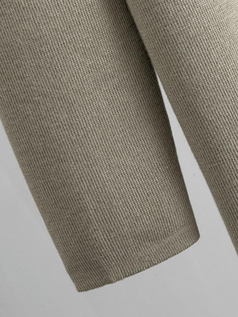 Trendy Knit Turtle Neck Tank & Wide Leg Trousers with Open-front Long Cardigan Three-piece Clothes Sets, Casual Womenswear