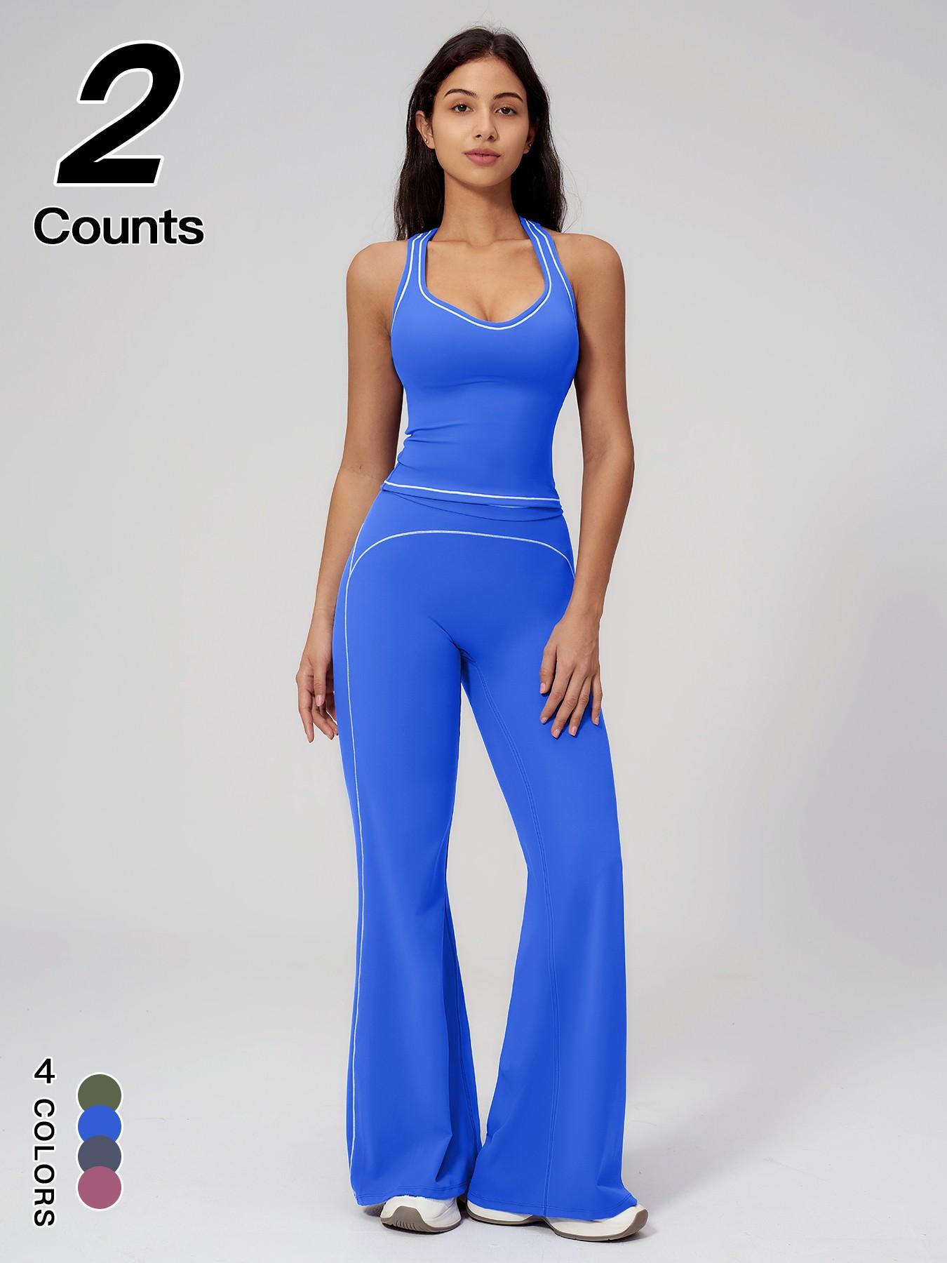 Sports Women's Quick-Dry Halter Tank Top Outdoor Yoga Tummy-Control Flared Pants Casual Active Wear for Spring and Fall Sports Women's Quick-Dry Halter Tank Top Outdoor Yoga Tummy-Control Flared Pants Casual Active Wear for Spring and Fall