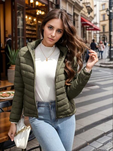 Women's Lightweight Puffer Jacket, Casual Fall & Winter Hooded Coat with Pockets, Warm Daily Commute Outerwear Women's Lightweight Puffer Jacket, Casual Fall & Winter Hooded Coat with Pockets, Warm Daily Commute Outerwear
