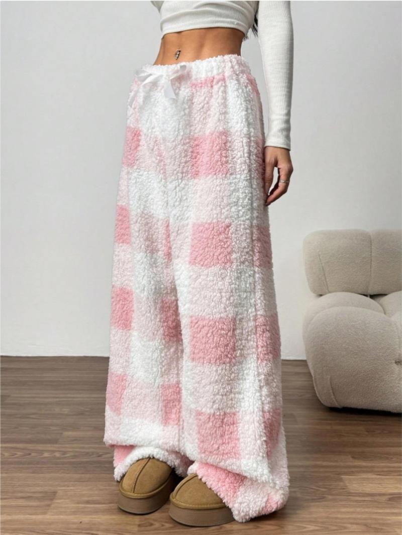 Winter New Vintage Plaid Elastic Straight Loose Thick Warm Casual Pants, Comfortable and Stylish for Cold Weather Wear Winter New Vintage Plaid Elastic Straight Loose Thick Warm Casual Pants, Comfortable and Stylish for Cold Weather Wear