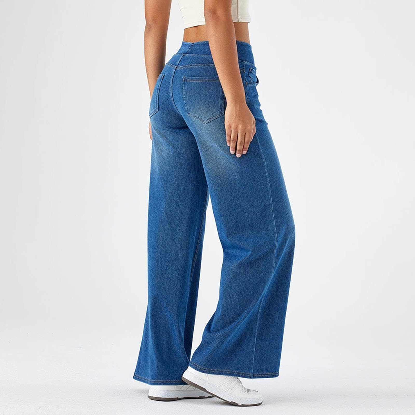 2026🔥 Halara FlexTM High Waisted Multiple Pockets Baggy Wide Leg Washed Stretchy Knit Casual Jeans