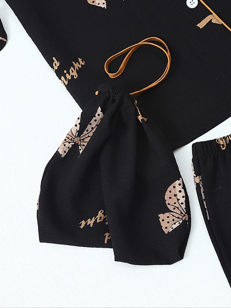 Women's All Over Print Top & Shorts & Pants & Accessories Pyjama Set, Casual Comfy Pj Set, Ladies Sleepwear for All Seasons Women's All Over Print Top & Shorts & Pants & Accessories Pyjama Set, Casual Comfy Pj Set, Ladies Sleepwear for All Seasons