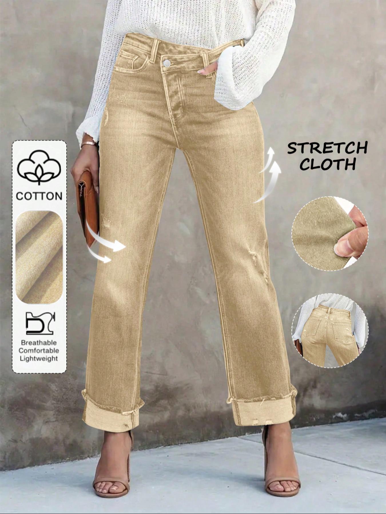 Women's Solid Color Jeans, Casual Comfy Denim Pants for Daily Wear, Ladies Bottoms for All Seasons Women's Solid Color Jeans, Casual Comfy Denim Pants for Daily Wear, Ladies Bottoms for All Seasons