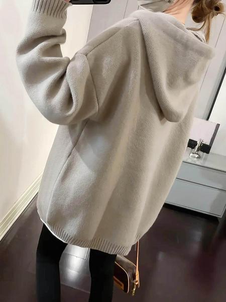 Women's Cartoon Face Print Drop Shoulder Hooded Sweater, Fashion Casual Long Sleeve Drawstring Hooded Sweater for Daily Holiday Outdoor Wear, Women Knitwear for Fall & Winter, Sweaters for Women Women's Cartoon Face Print Drop Shoulder Hooded Sweater, Fashion Casual Long Sleeve Drawstring Hooded Sweater for Daily Holiday Outdoor Wear, Women Knitwear for Fall & Winter, Sweaters for Women