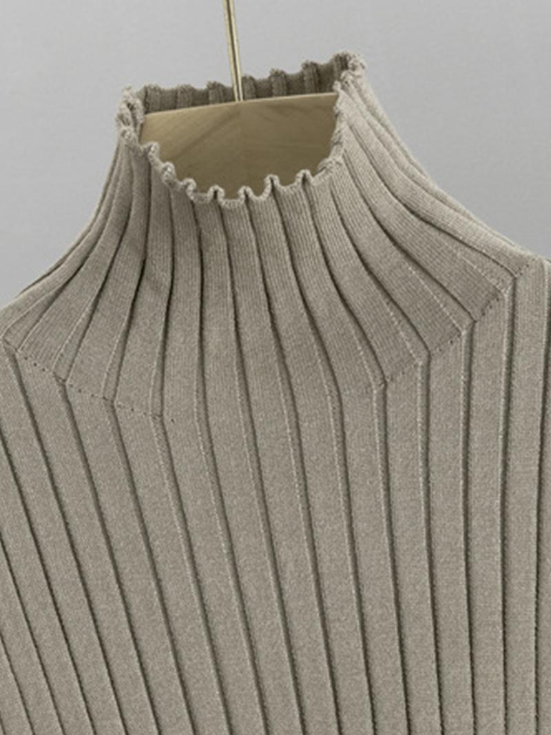 Trendy Knit Turtle Neck Tank & Wide Leg Trousers with Open-front Long Cardigan Three-piece Clothes Sets, Casual Womenswear