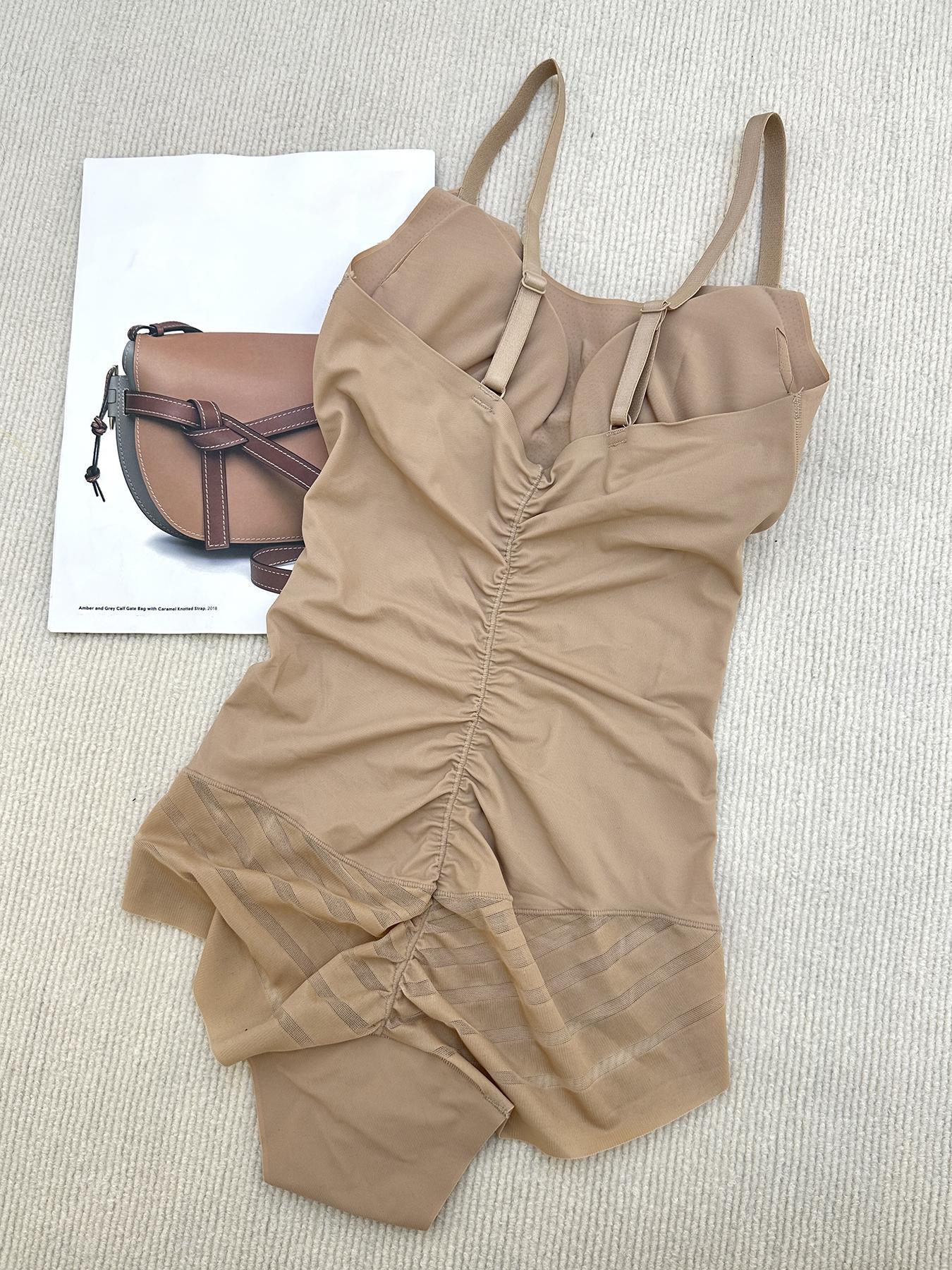 Women's Adjustable Spaghetti Strap Backless Padded Shapewear Bodysuit, Summer Clothes Women, Knitted Solid Ruched Seamless Wireless Basic Bodysuit for Summer, Women's Shapewear for Everyday Wear Women's Adjustable Spaghetti Strap Backless Padded Shapewear Bodysuit, Summer Clothes Women, Knitted Solid Ruched Seamless Wireless Basic Bodysuit for Summer, Women's Shapewear for Everyday Wear