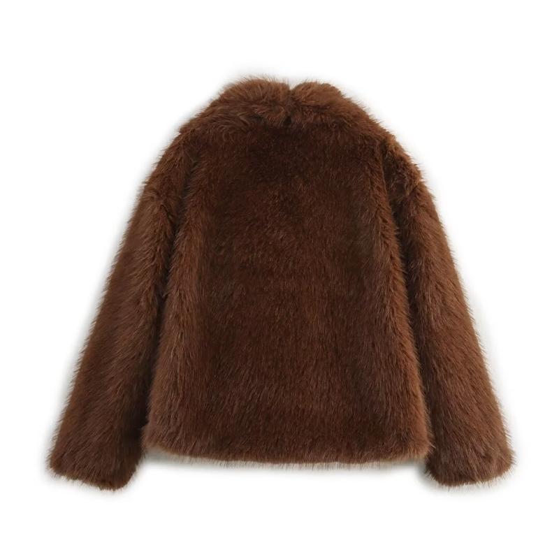 Faux Fur Coat For Women Oversized Notched Lapel Jacket Ins Fashion Winter Fake Mink Fur Coat Faux Fur Coat For Women Oversized Notched Lapel Jacket Ins Fashion Winter Fake Mink Fur Coat