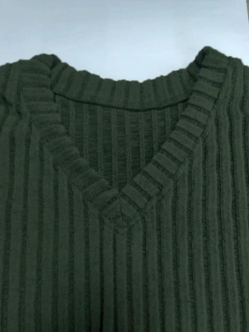 Women's Plain Drop Shoulder V Neck Tee, Casual Long Sleeve Top for Spring & Fall, Fashion Women's Clothes for Daily Wear Women's Plain Drop Shoulder V Neck Tee, Casual Long Sleeve Top for Spring & Fall, Fashion Women's Clothes for Daily Wear